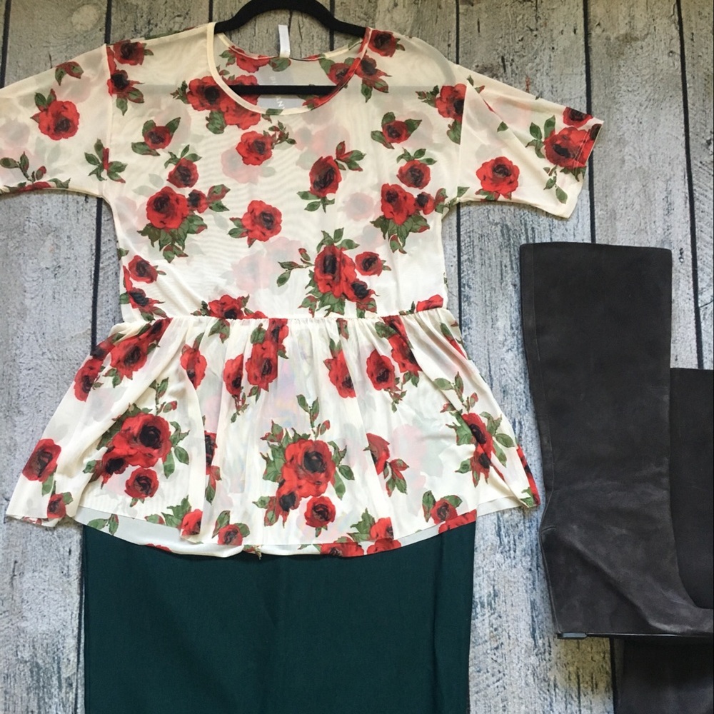 Rose Sheer peplum top